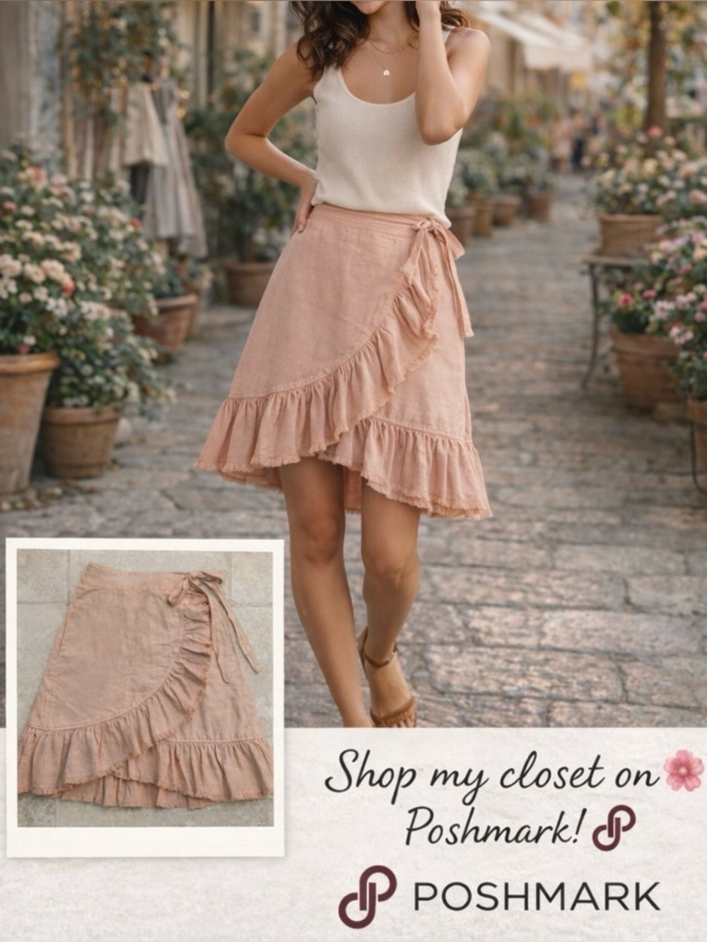 Anthropologie Pilcro Nettie Ruffled Wrap Skirt | Pink |Small